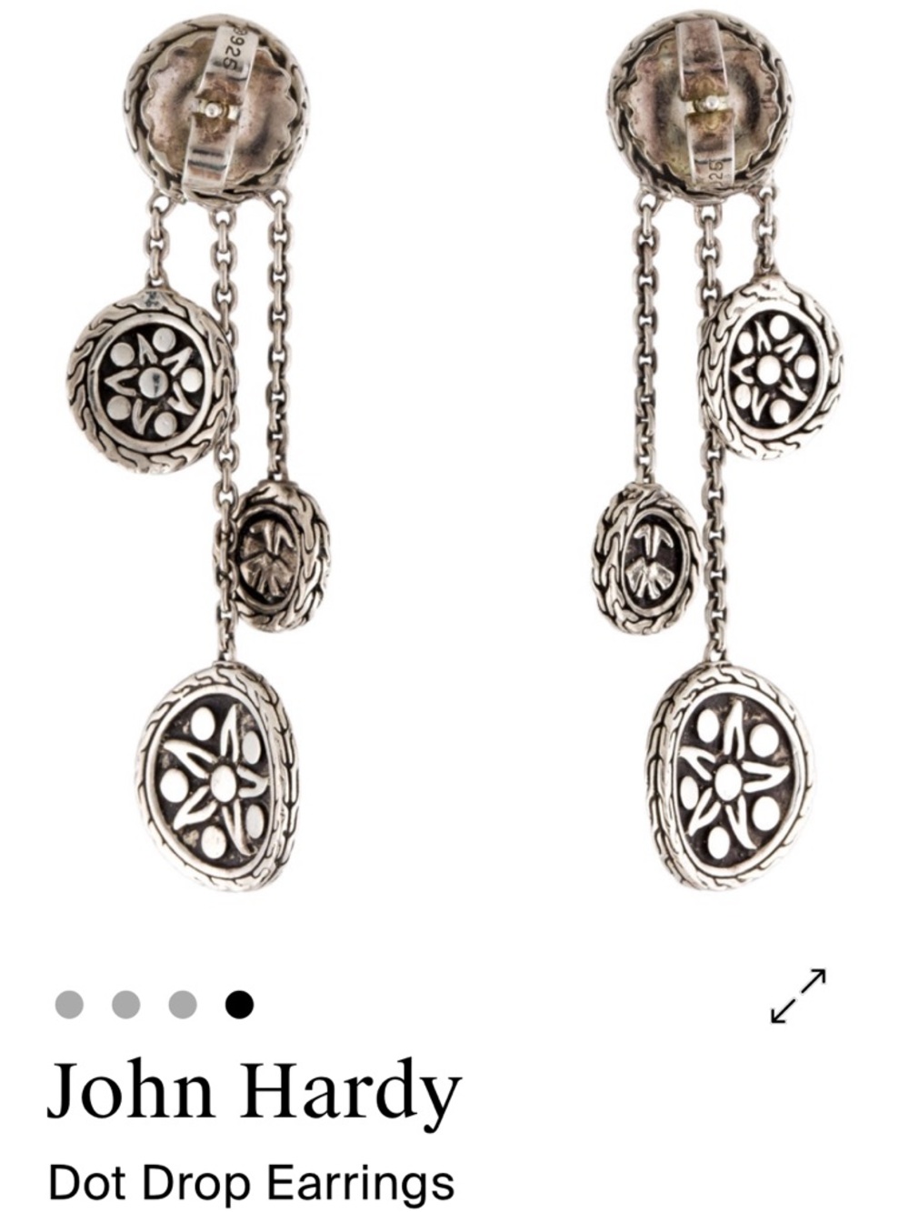 John Hardy Silver Multi-Drop Circle Earrings - Picture 7 of 8